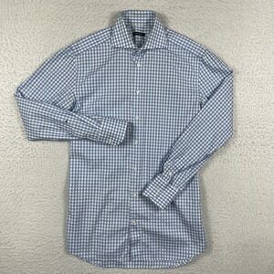 Suitsupply Shirt Mens 14.5-37 Blue White Plaid Work Preppy Thomas Mason‎ *Flaws
